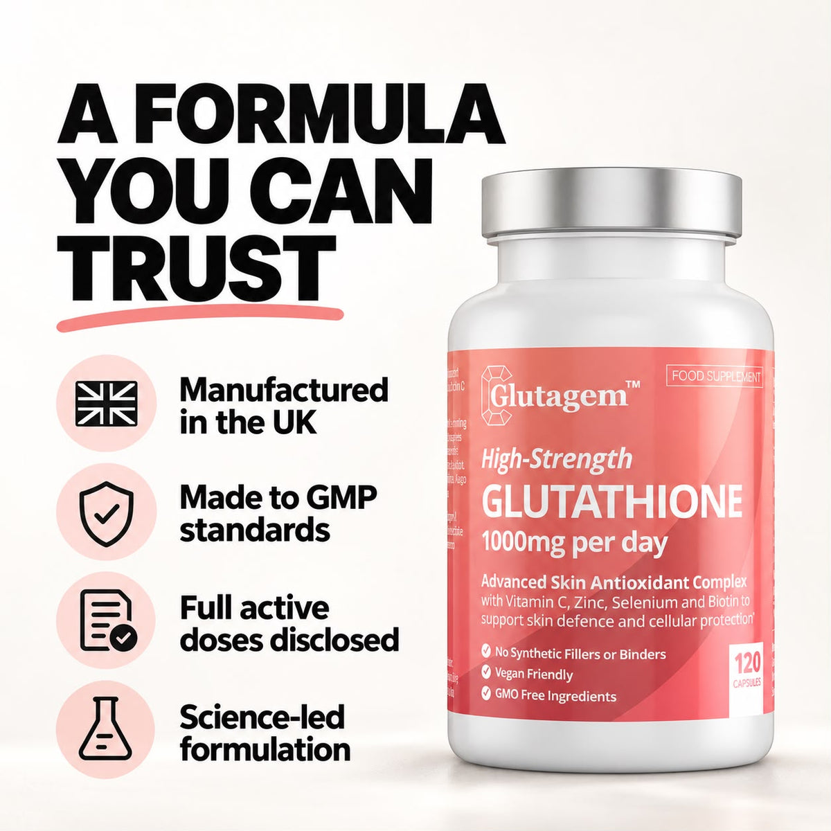 Power Triple! Glutagem® Glutathione PLUS Glucomannan PLUS Marine Collagen