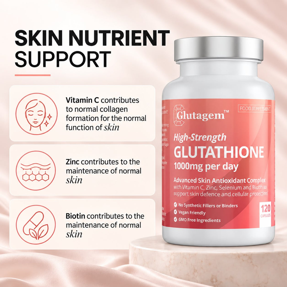Power Triple! Glutagem® Glutathione PLUS Glucomannan PLUS Marine Collagen